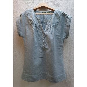 Eddie Bauer Tall Linen Cotton Blend Henley Top